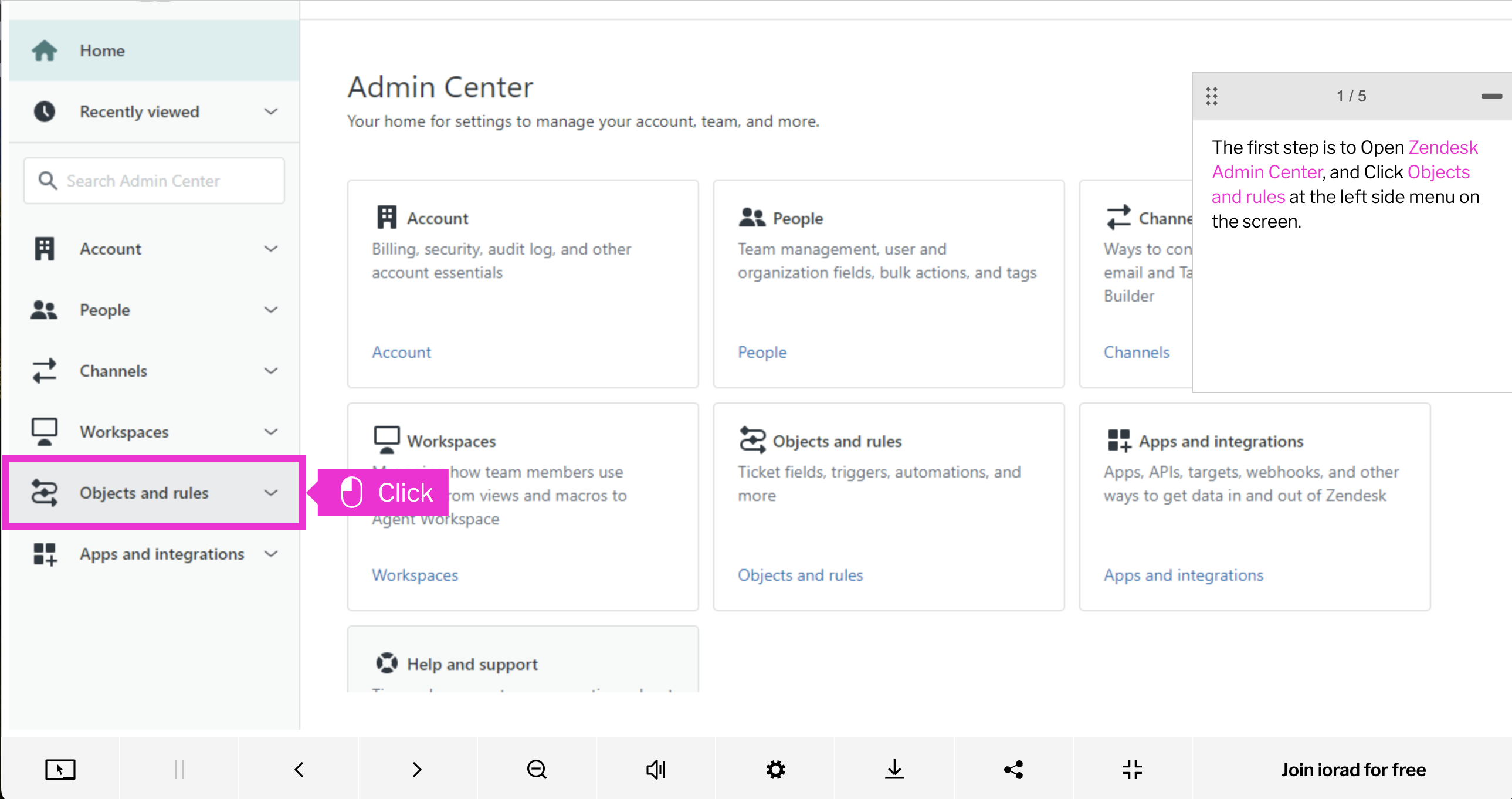A product workflow captured as an interactive iorad demo